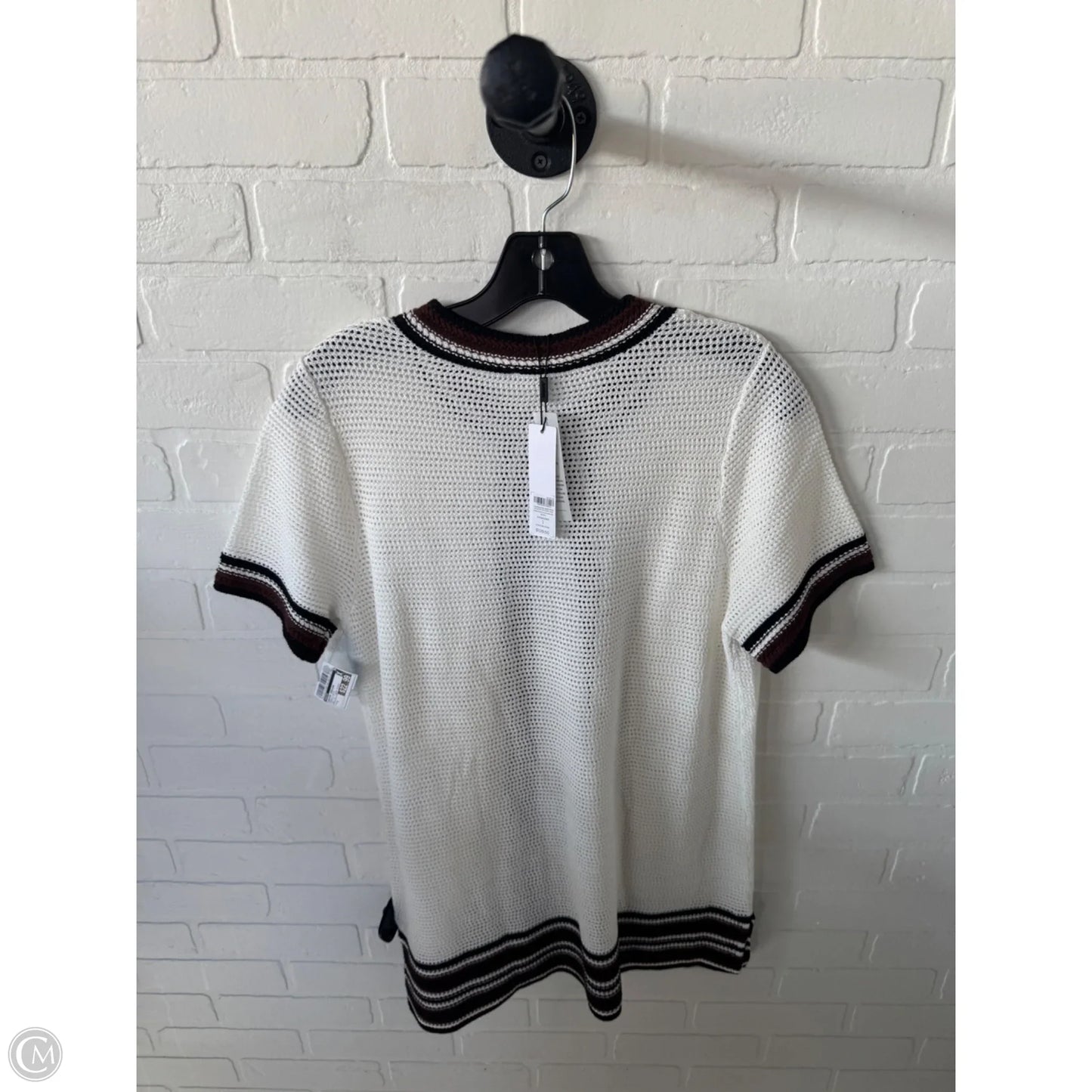 Sweater Cardigan By Chicos In Brown & White, Size: M