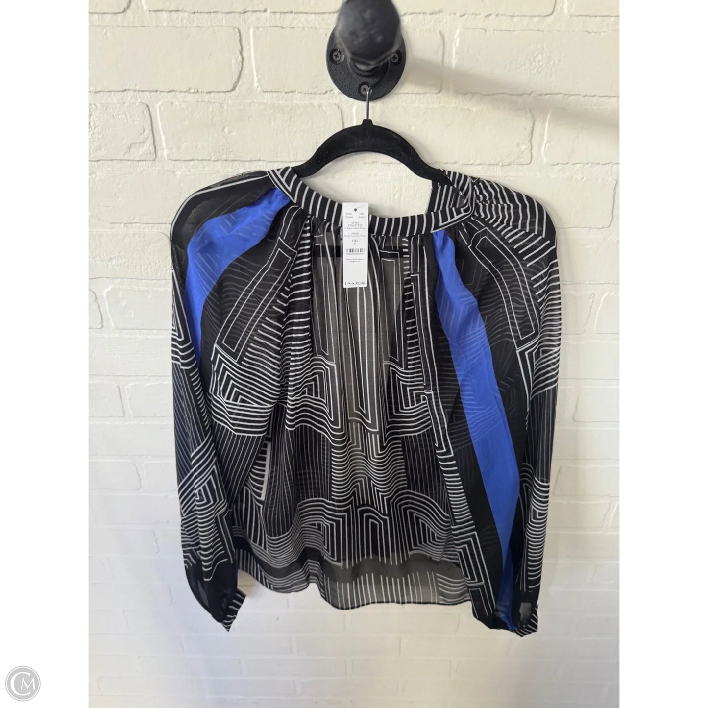Top Long Sleeve By White House Black Market In Black & Blue, Size: S