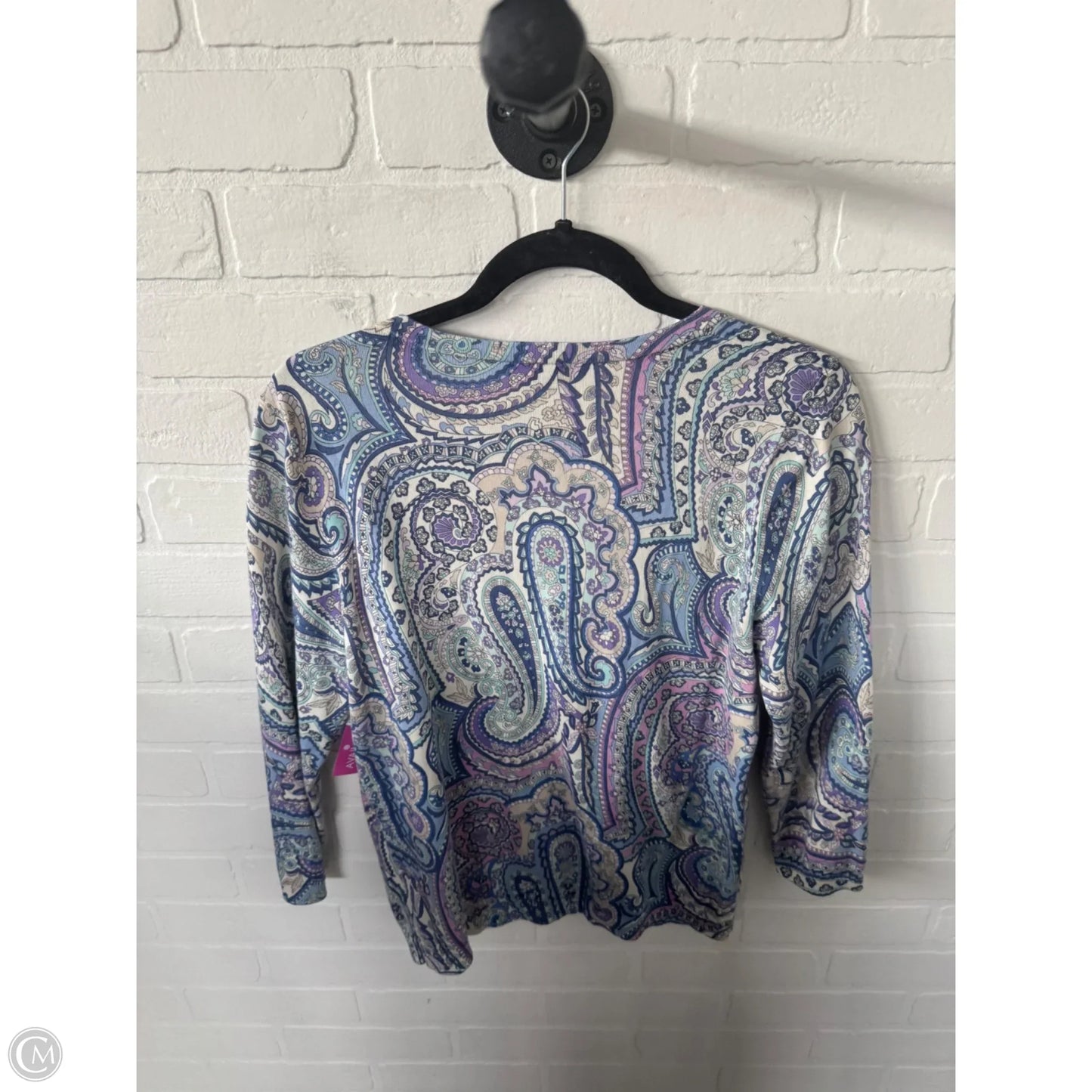 Sweater Cardigan By Talbots In Purple & Tan, Size: M