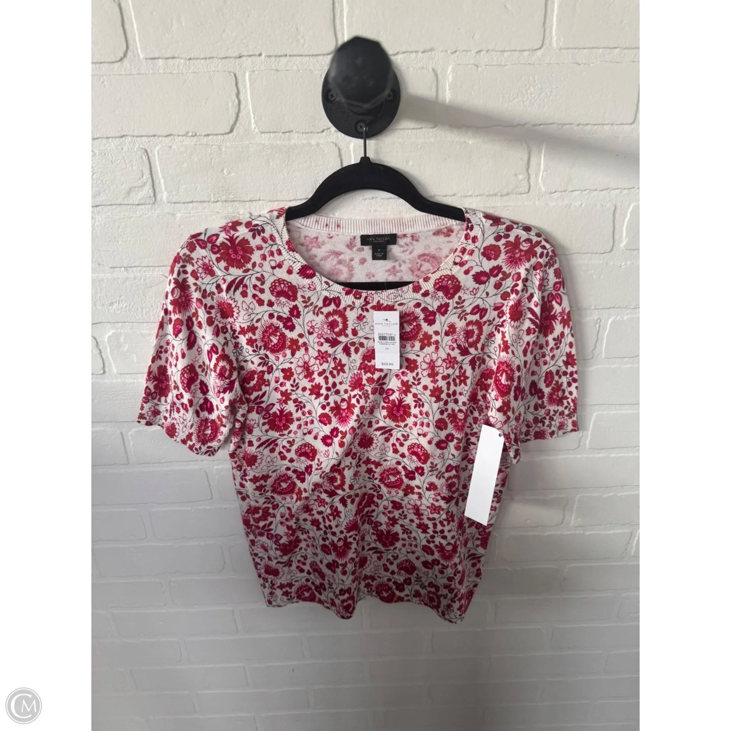 Sweater Short Sleeve By Ann Taylor In Orange & Pink, Size: M