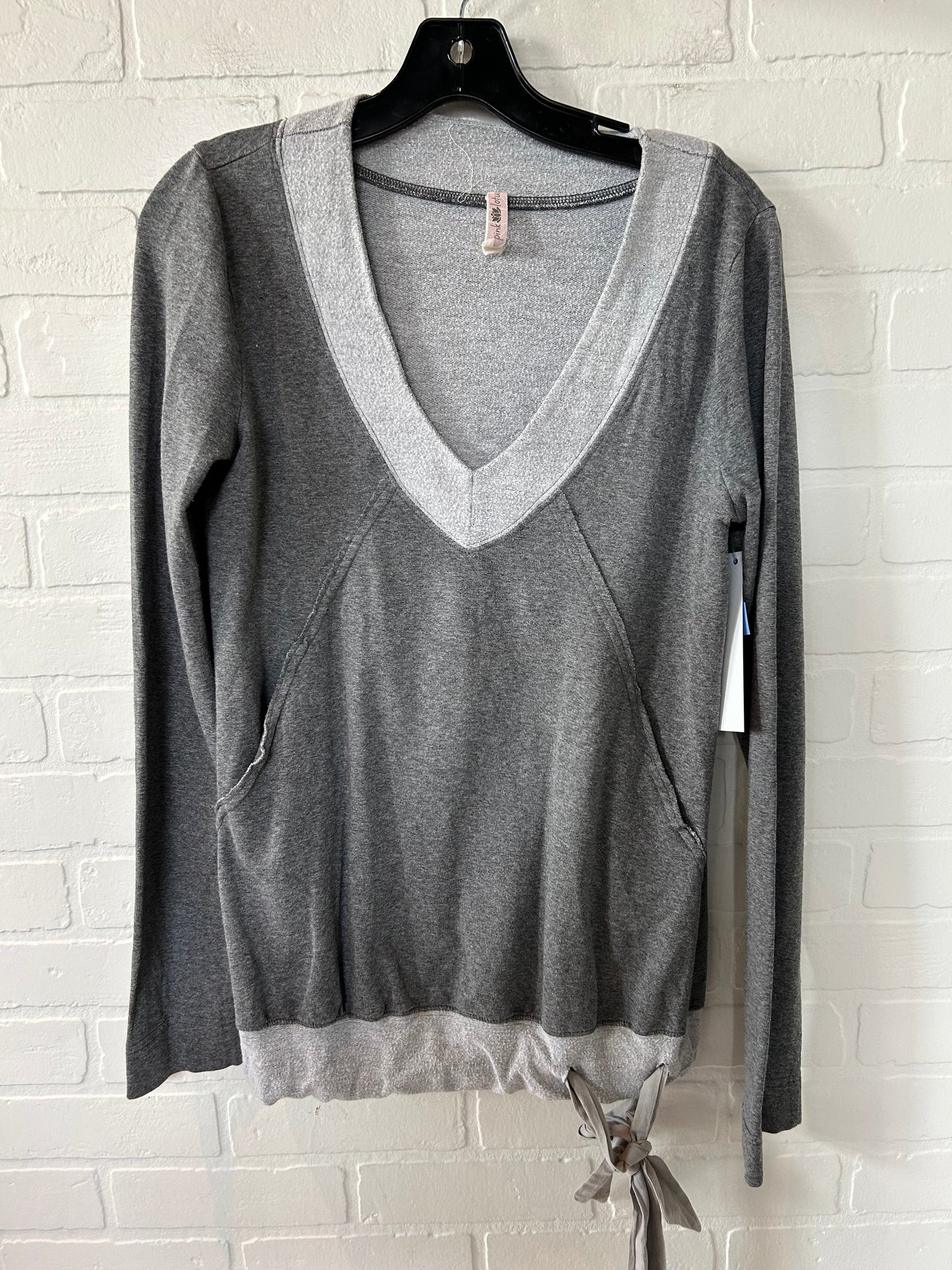 Grey Top Long Sleeve Pink Lotus, Size S