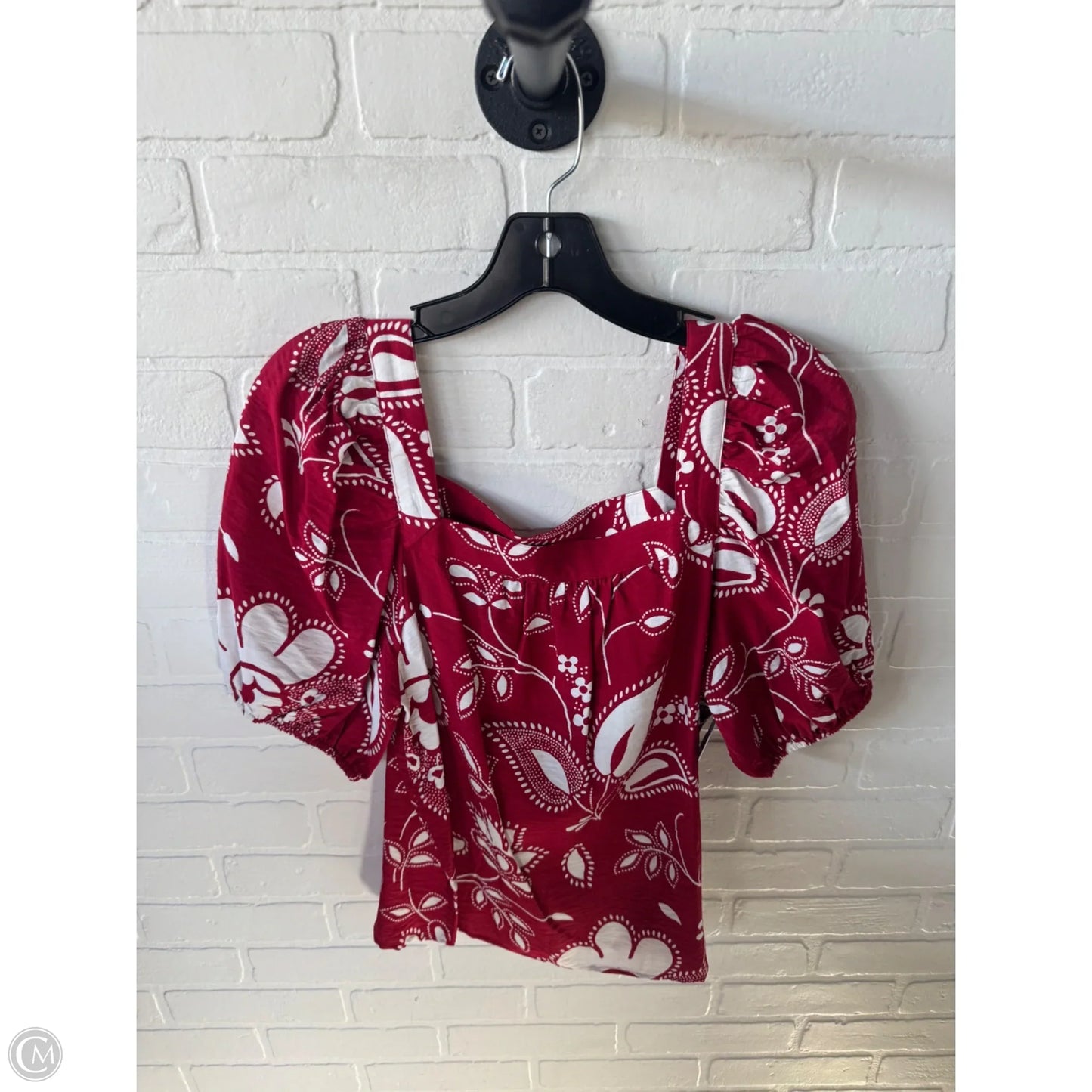 Top Short Sleeve By Ann Taylor In Red & White, Size: M