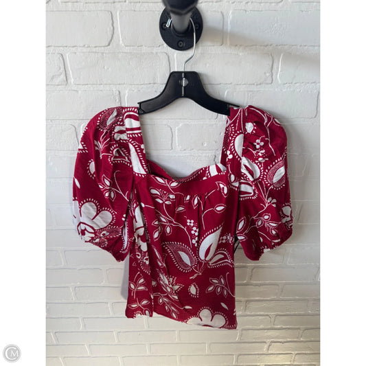Top Short Sleeve By Ann Taylor In Red & White, Size: M