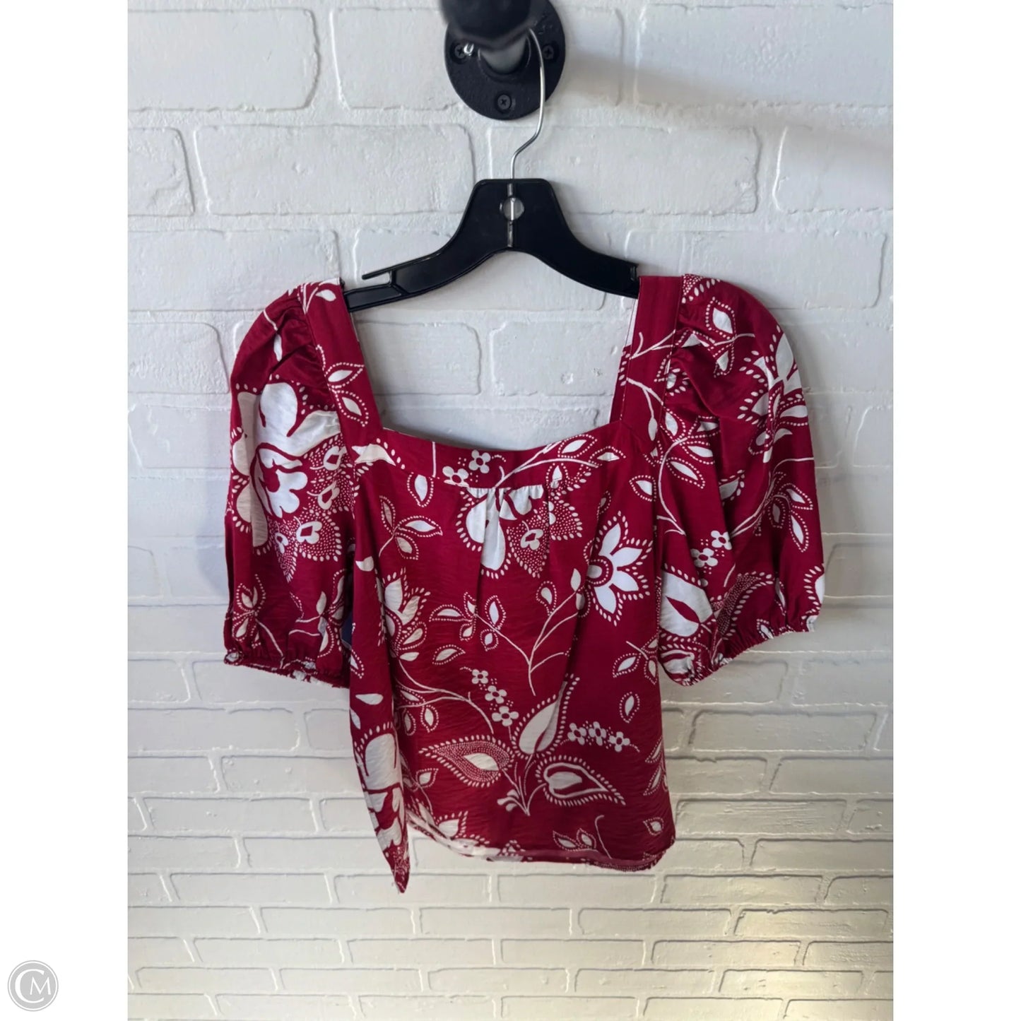 Top Short Sleeve By Ann Taylor In Red & White, Size: M