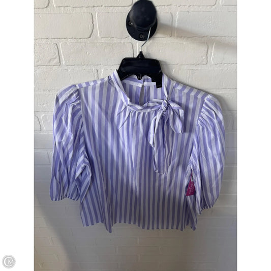 Top Short Sleeve By Ann Taylor In Purple & White, Size: L