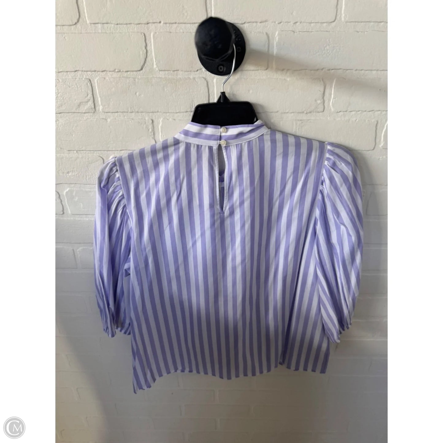 Top Short Sleeve By Ann Taylor In Purple & White, Size: L