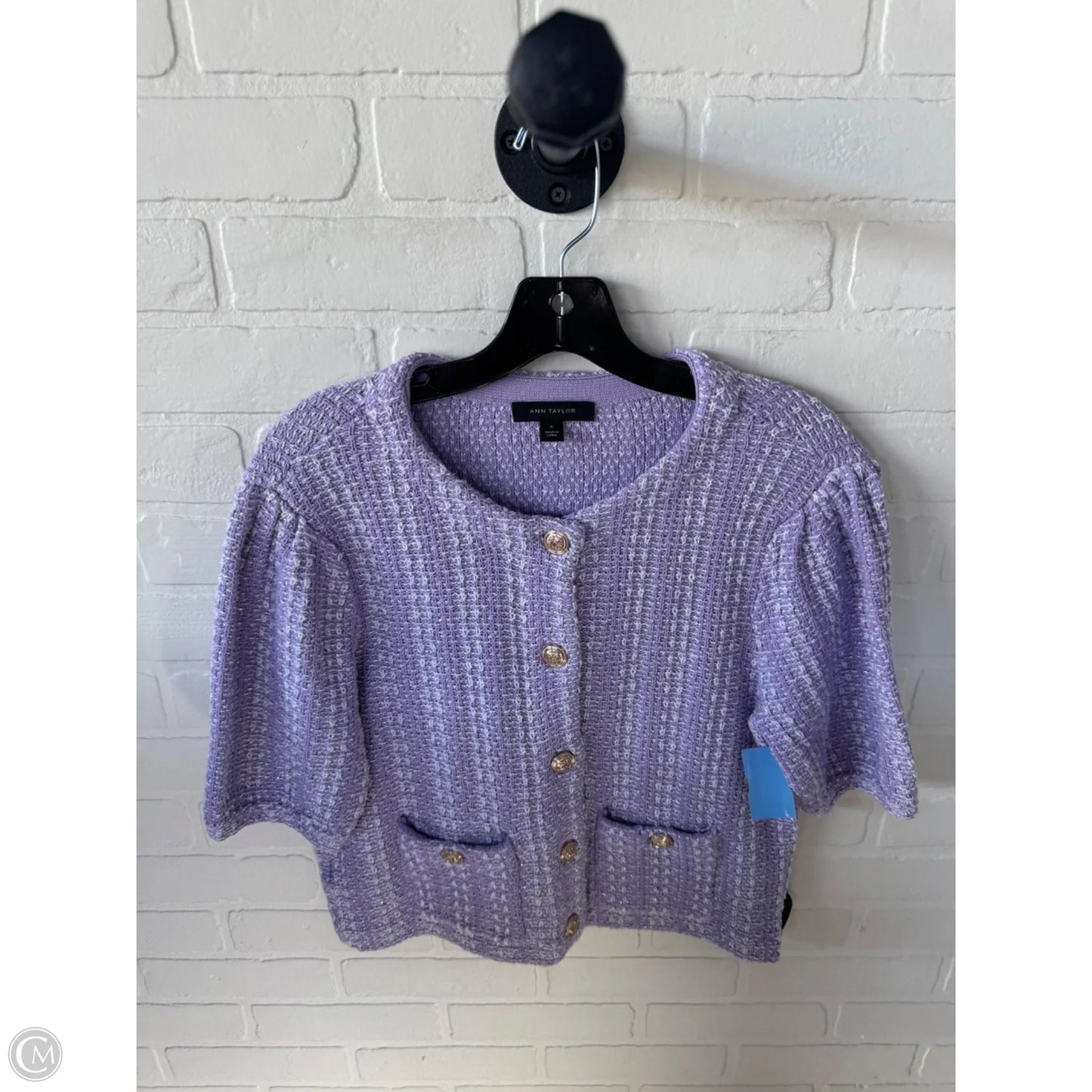 Blazer By Ann Taylor In Purple & White, Size: M