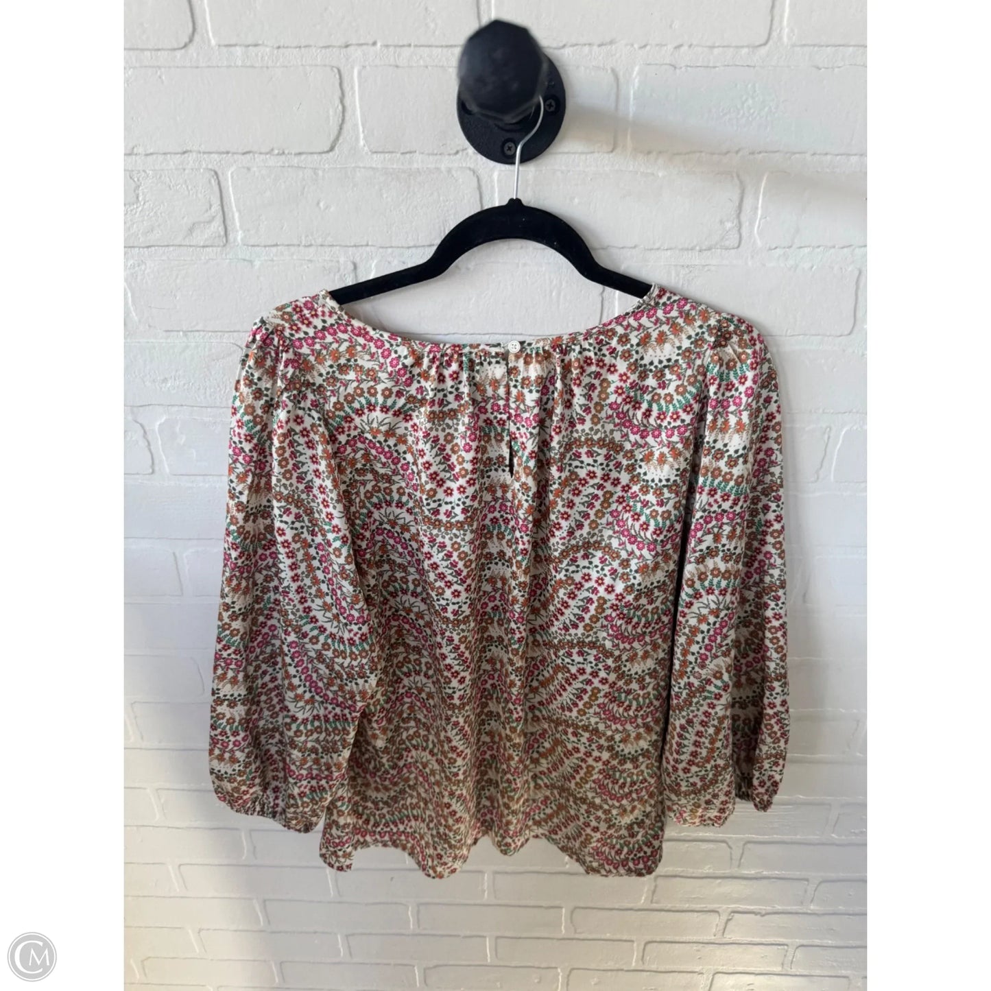 Top 3/4 Sleeve By Loft In Green & Pink, Size: L