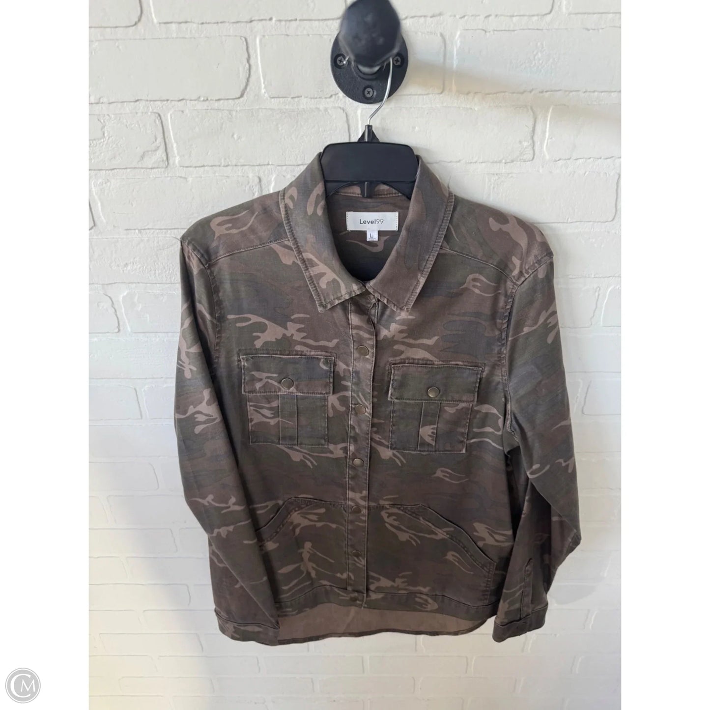 Jacket Shirt By Level 99 In Camouflage Print, Size: L