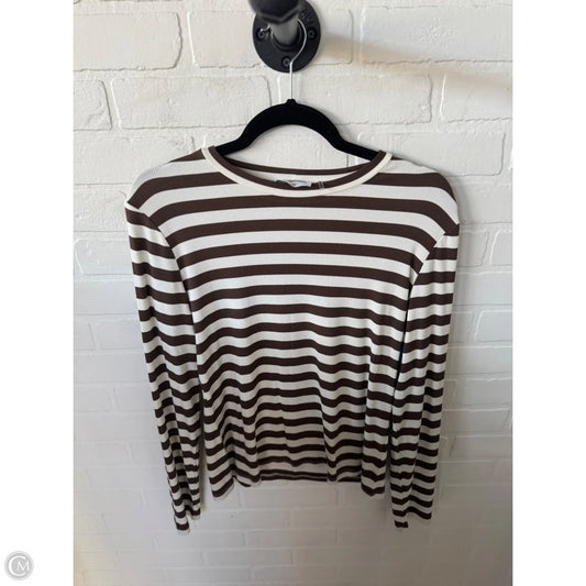 Top Long Sleeve Basic By Lna In Brown & White, Size: L