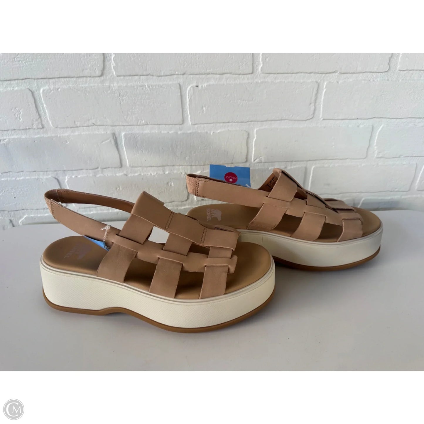 Sandals Flats By Sorel In Tan & White, Size: 9