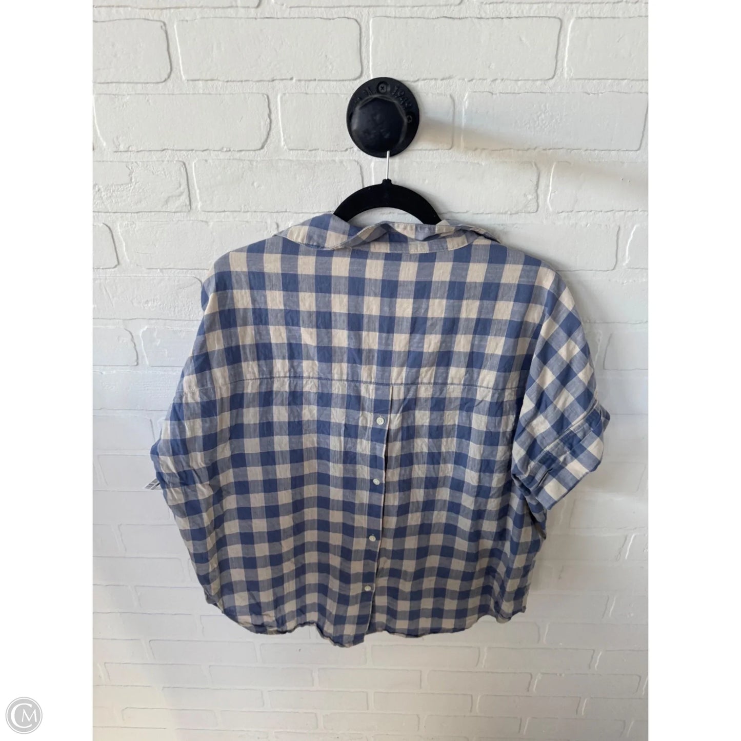 Top Short Sleeve By Madewell In Blue & Tan, Size: M