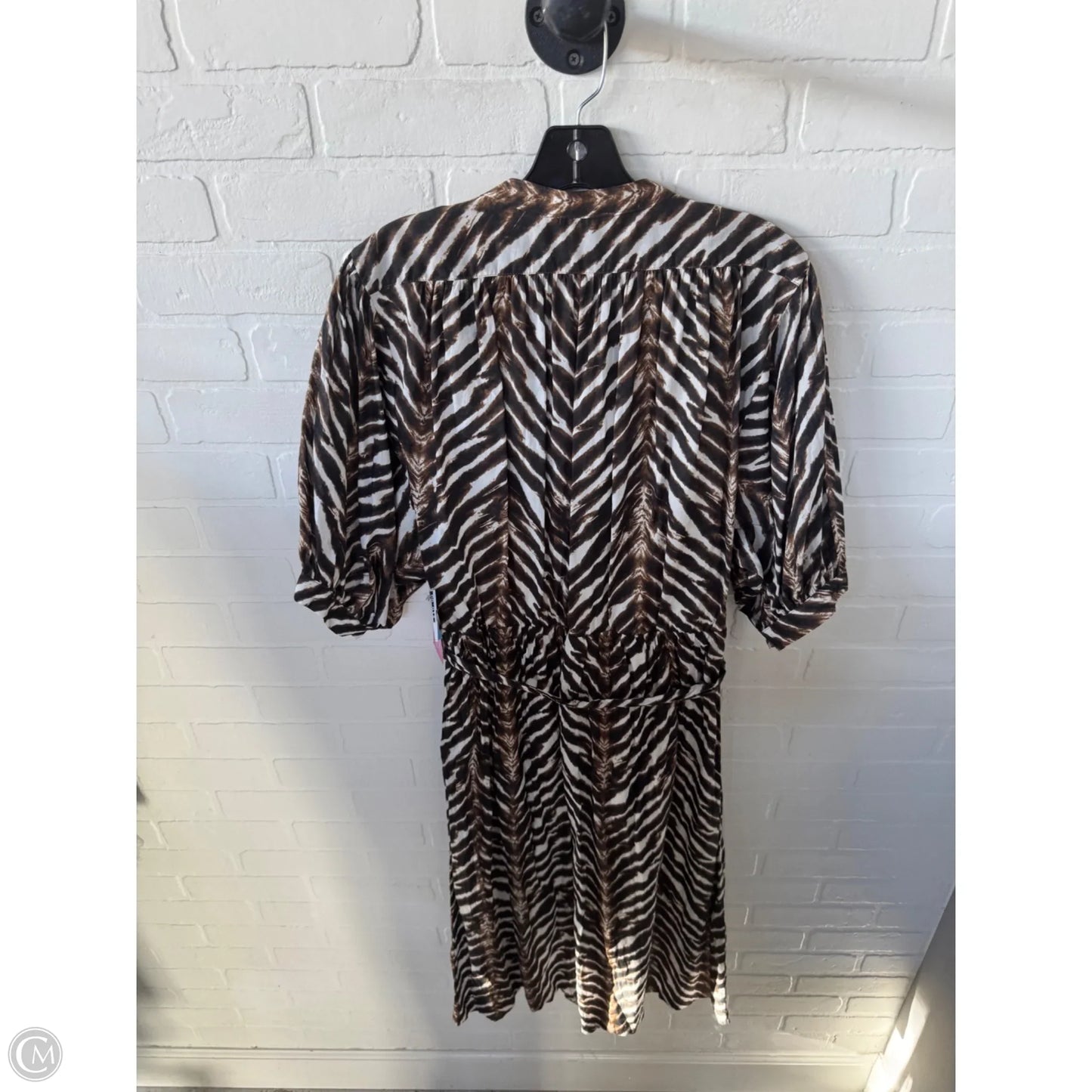 Dress Casual Midi By Calvin Klein In Brown & Cream, Size: Xl