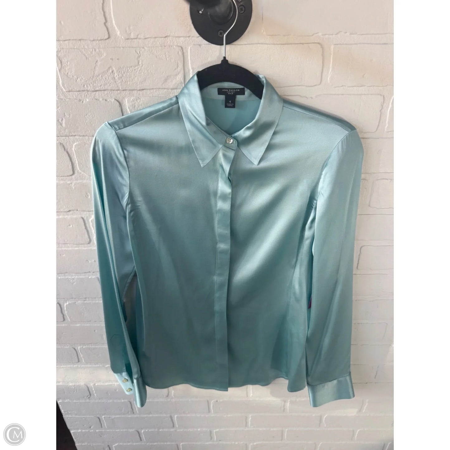 Top Long Sleeve By Ann Taylor In Blue, Size: S