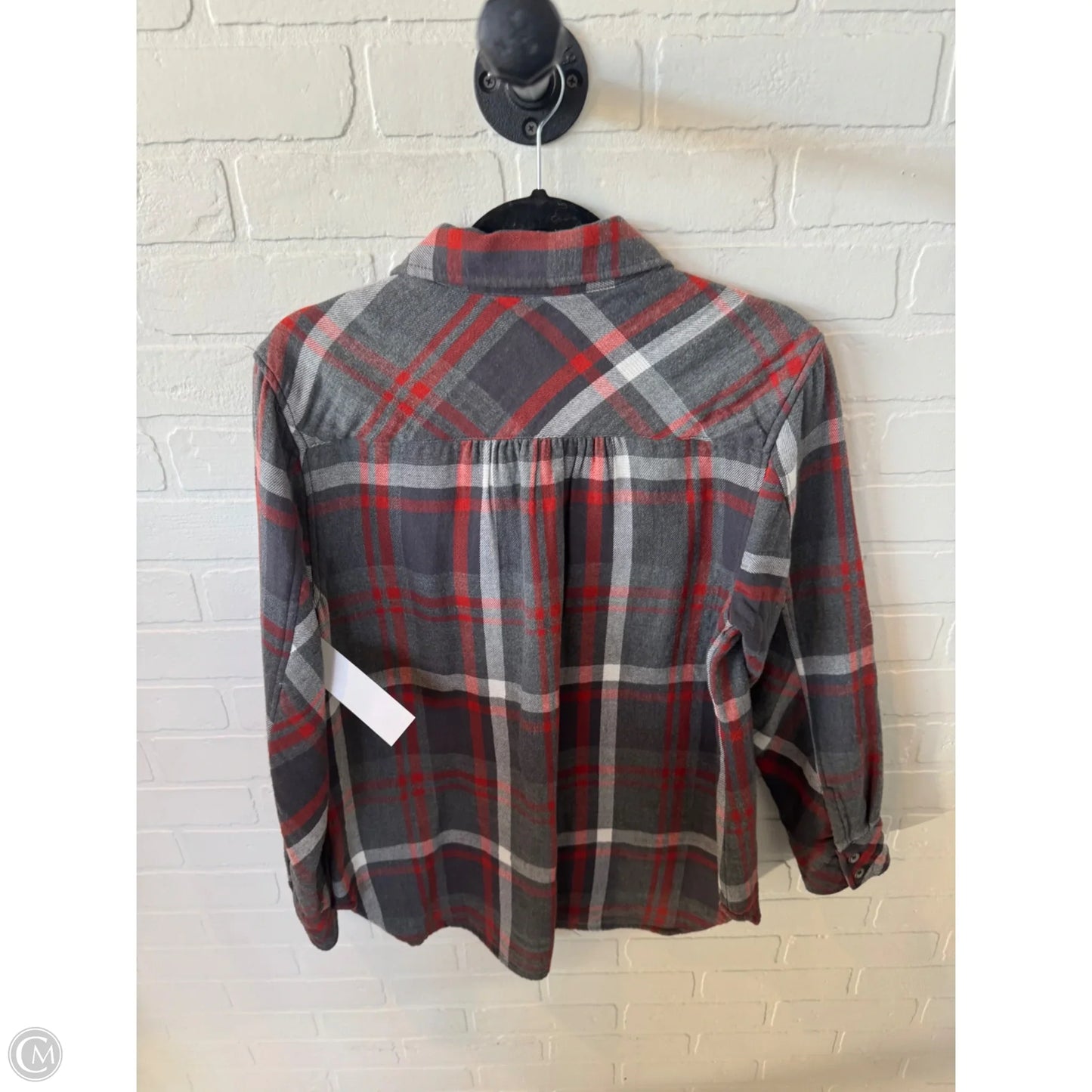 Jacket Shirt By Cabi In Grey & Red, Size: M