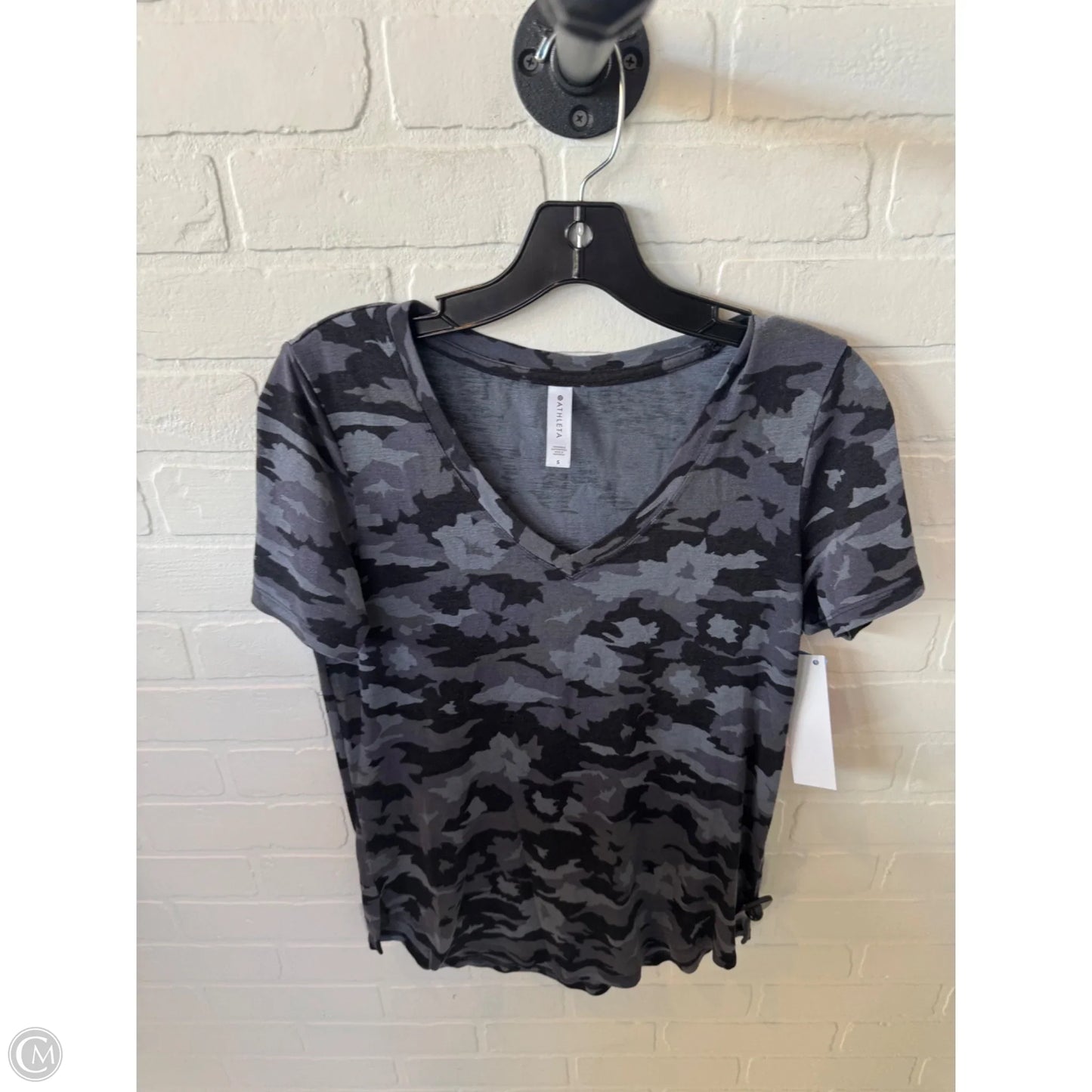 Athletic Top Short Sleeve By Athleta In Black & Grey, Size: S