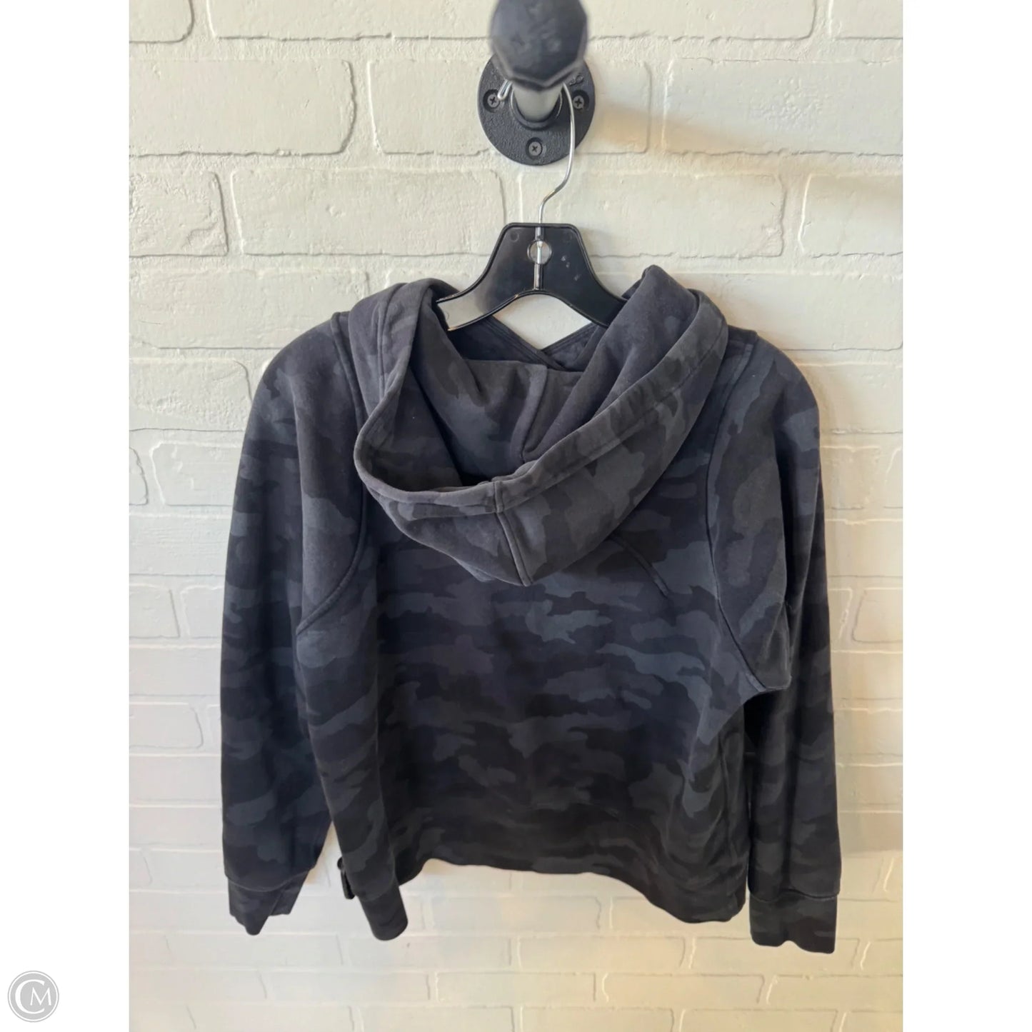 Athletic Sweatshirt Hoodie By Lululemon In Black & Grey, Size: S