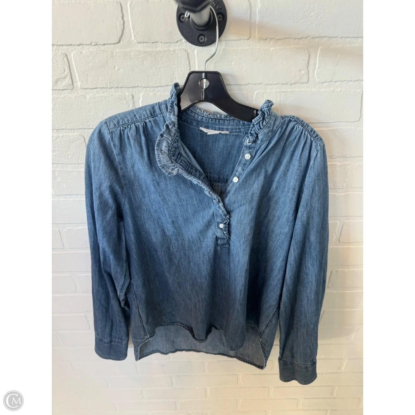 Top Long Sleeve By Caslon In Blue Denim, Size: S