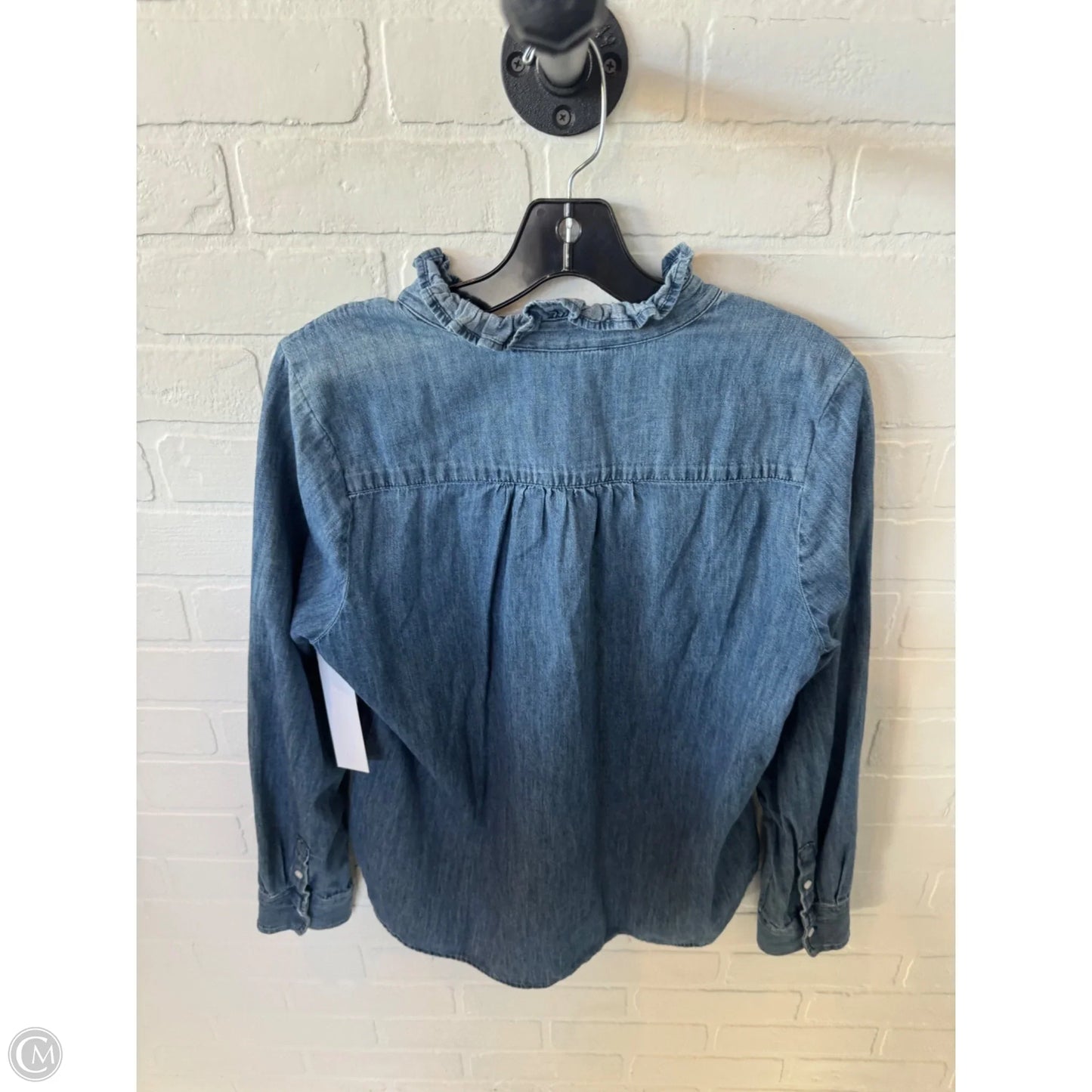 Top Long Sleeve By Caslon In Blue Denim, Size: S