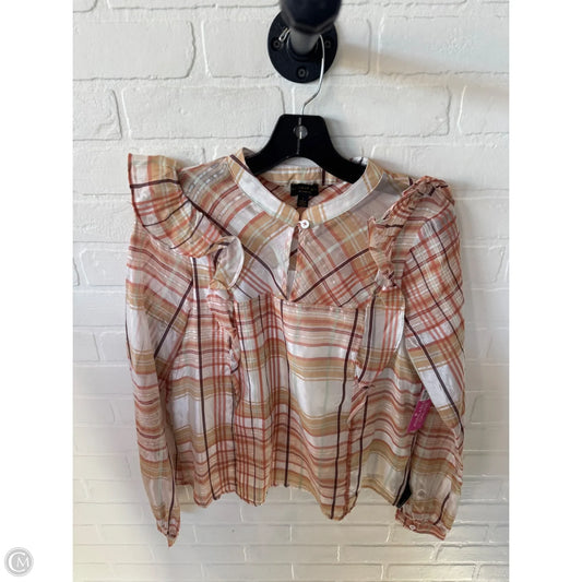 Top Long Sleeve By Current Air In Orange & White, Size: S