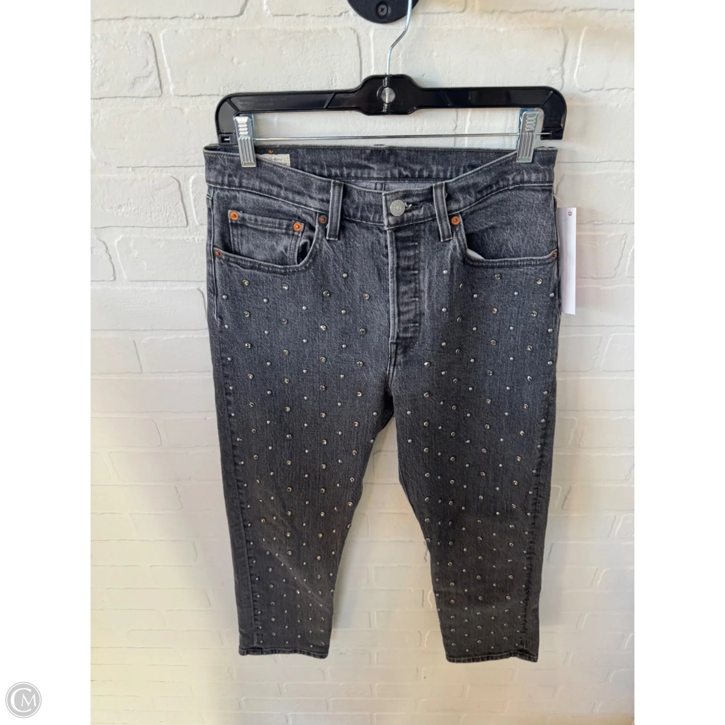 Jeans Straight By Levis In Black Denim, Size: 4