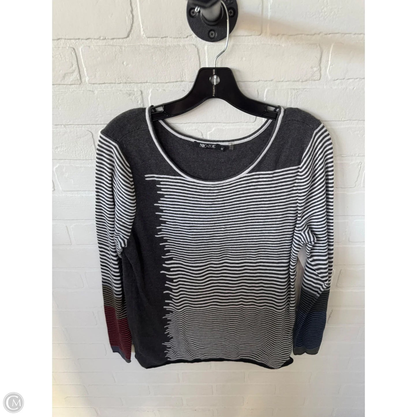 Sweater By Nic + Zoe In Grey & White, Size: Xl