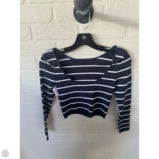 Top Long Sleeve By Zara In Blue & White, Size: S