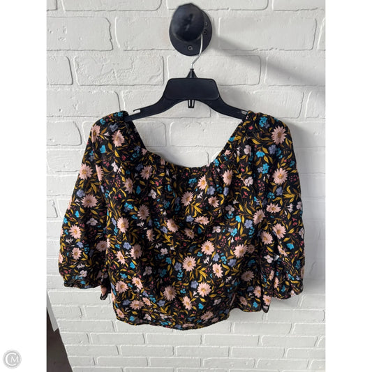 Top 3/4 Sleeve By Ana In Black & Pink, Size: Xxl