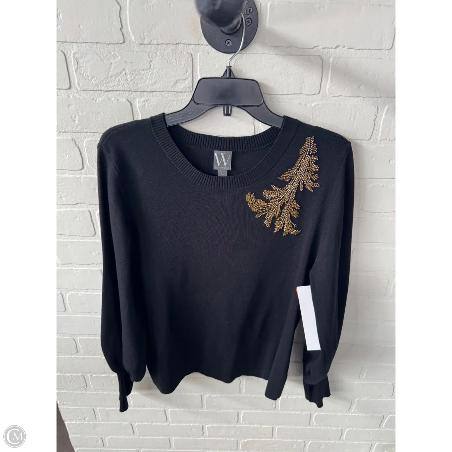 Sweater By Worthington In Black & Gold, Size: Xl