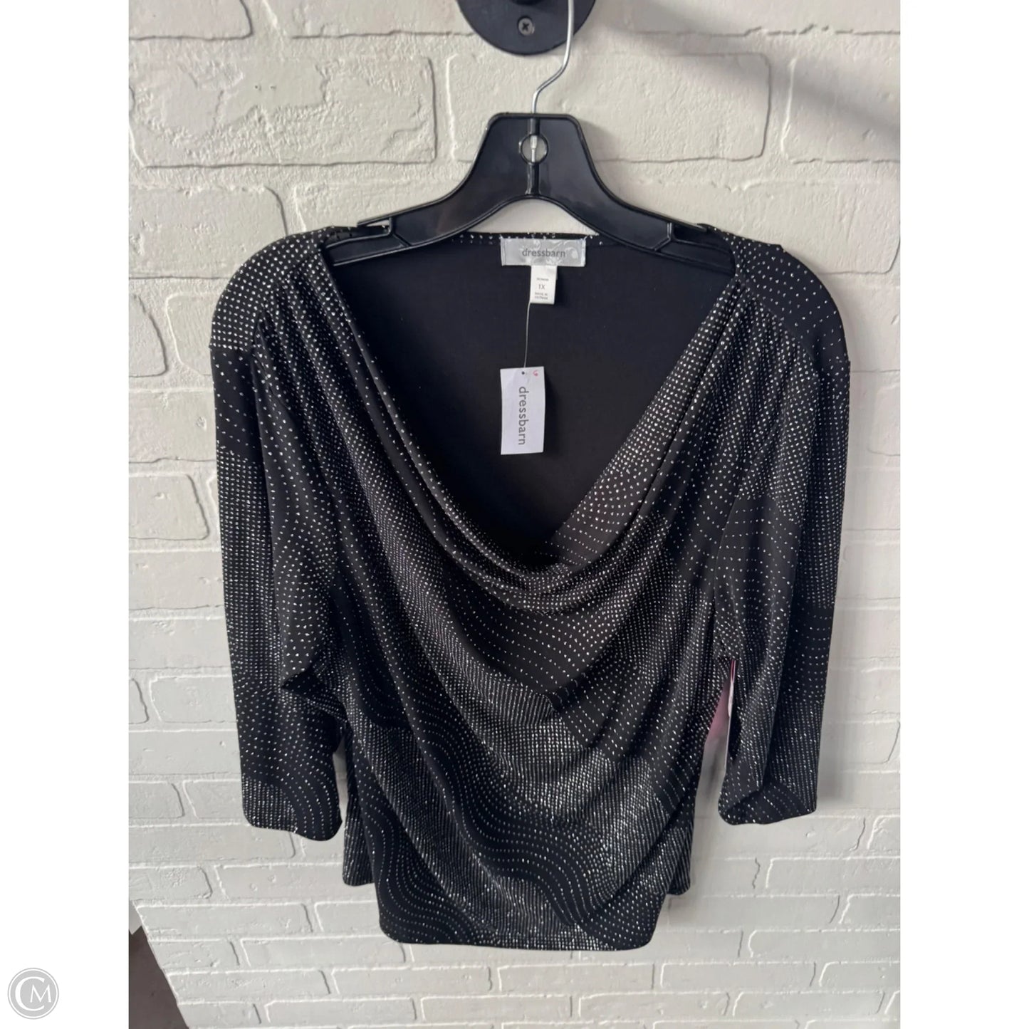 Top 3/4 Sleeve By Dressbarn In Black & Silver, Size: 1x