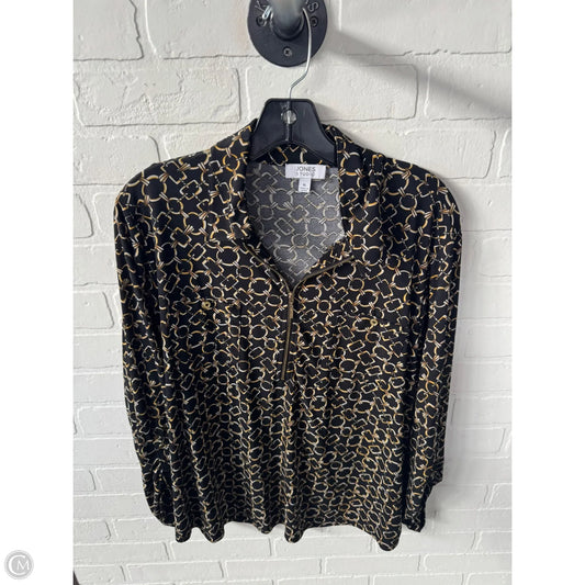 Top Long Sleeve By Jones Studio In Black & Gold, Size: Xl
