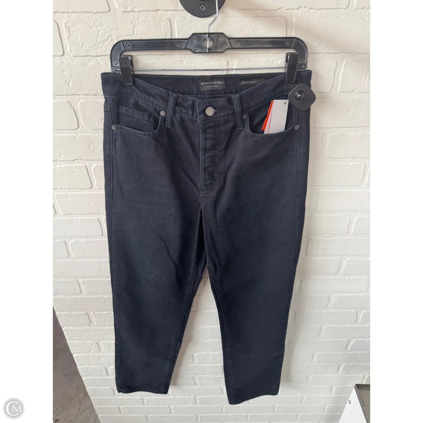 Jeans Straight By Banana Republic In Black Denim, Size: 6l