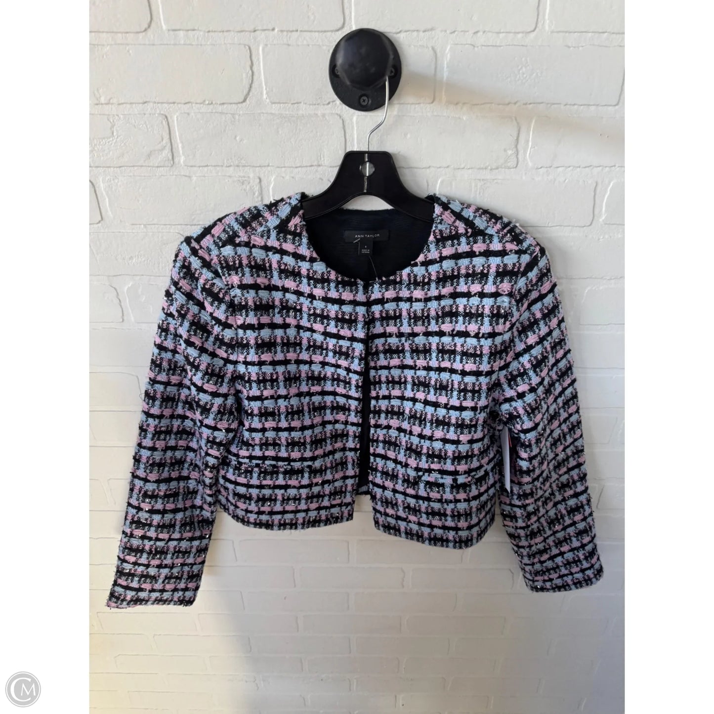 Blazer By Ann Taylor In Black & Blue, Size: M