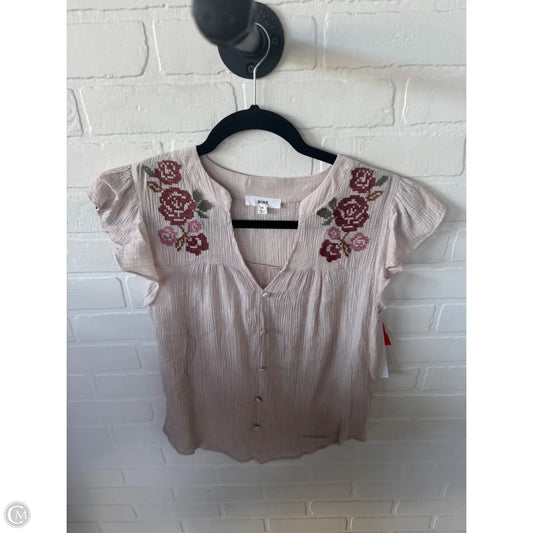 Top Short Sleeve By Mine In Tan, Size: M