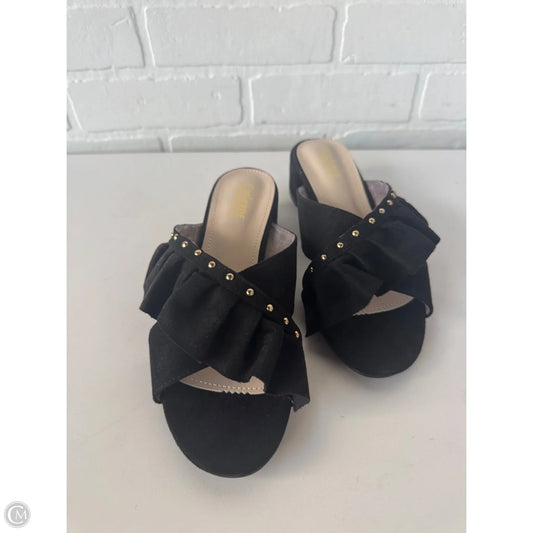 Sandals Heels Kitten By Catherine Malandrino In Black & Gold, Size: 8