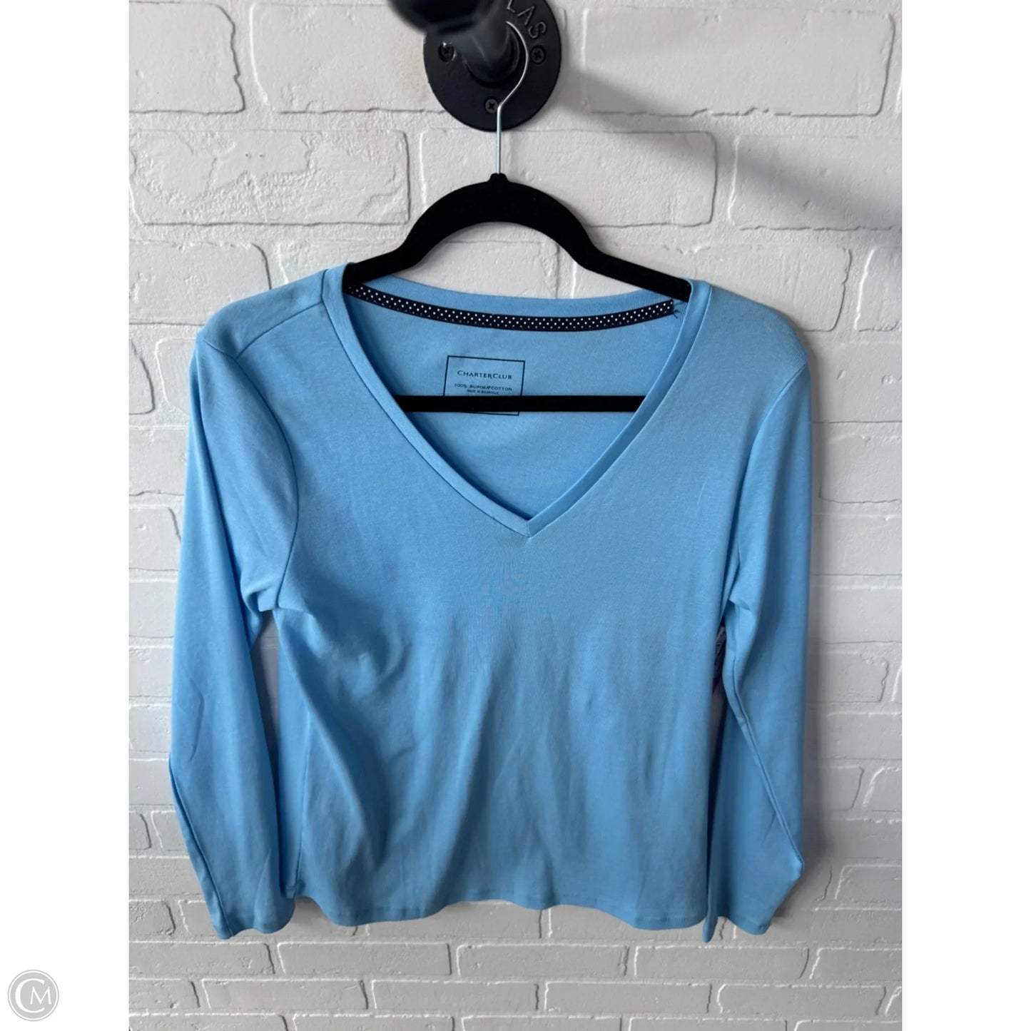 Top Long Sleeve Basic By Charter Club In Blue, Size: M