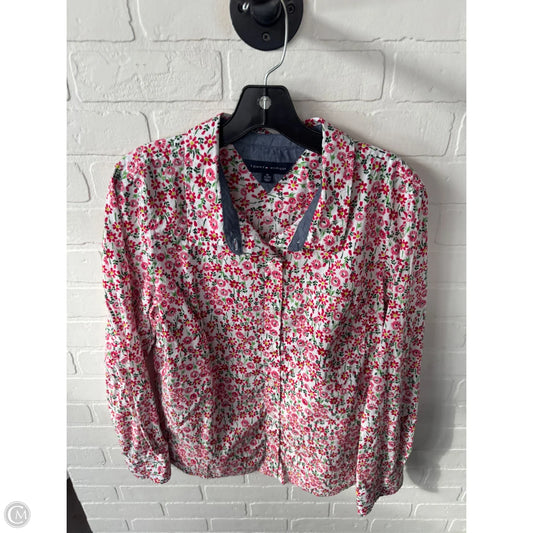 Top Long Sleeve By Tommy Hilfiger In Pink & White, Size: Xl