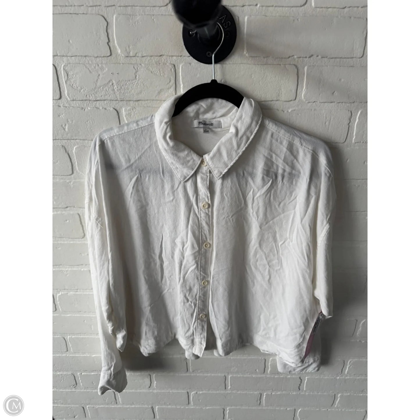 Top Long Sleeve By Madewell In Cream, Size: L