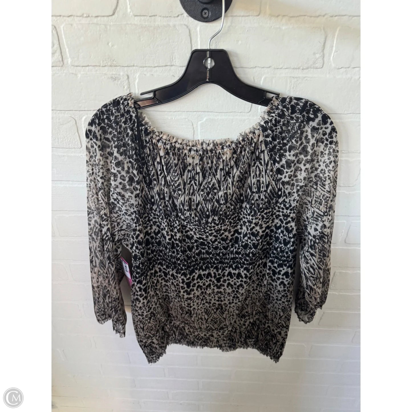 Top 3/4 Sleeve By Inc In Black & Tan, Size: L