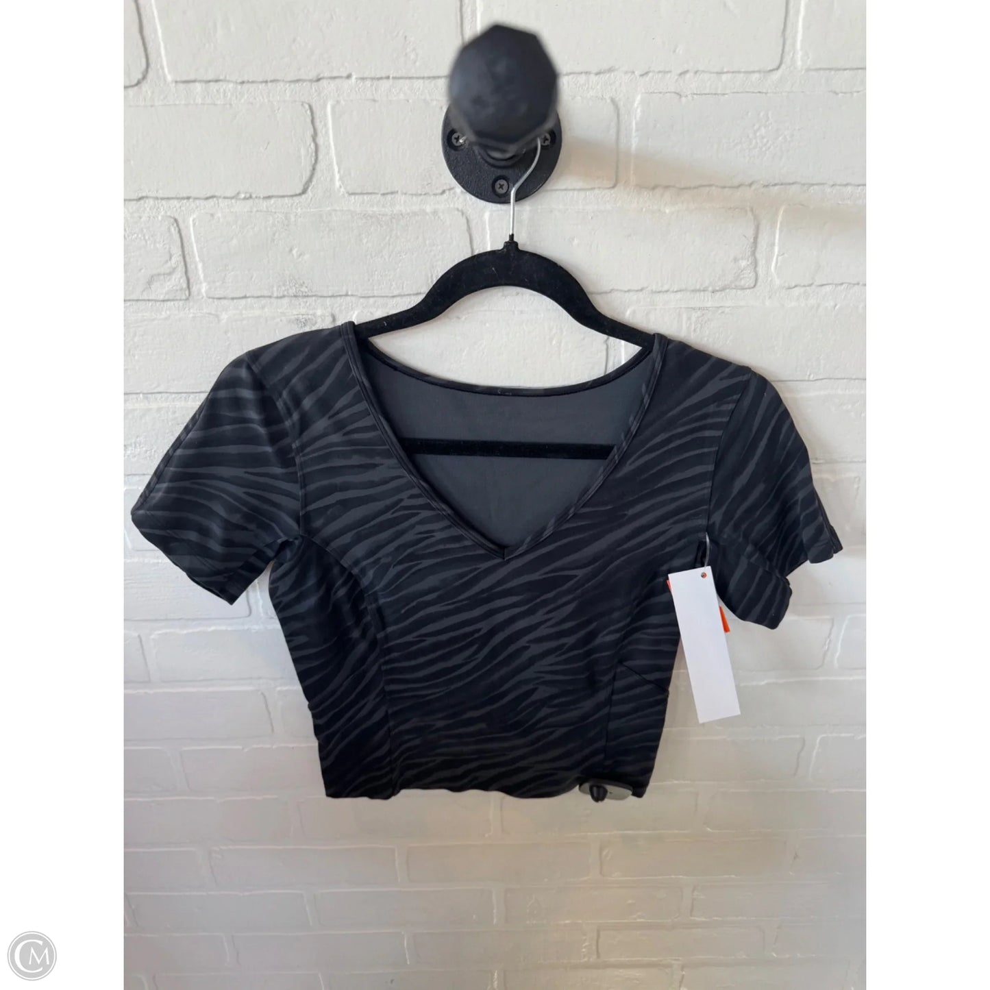 Athletic Top Short Sleeve By Lululemon In Black & Grey, Size: S