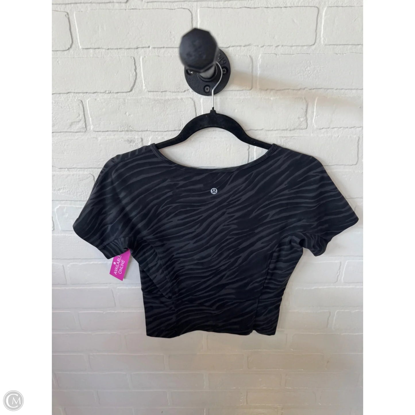 Athletic Top Short Sleeve By Lululemon In Black & Grey, Size: S