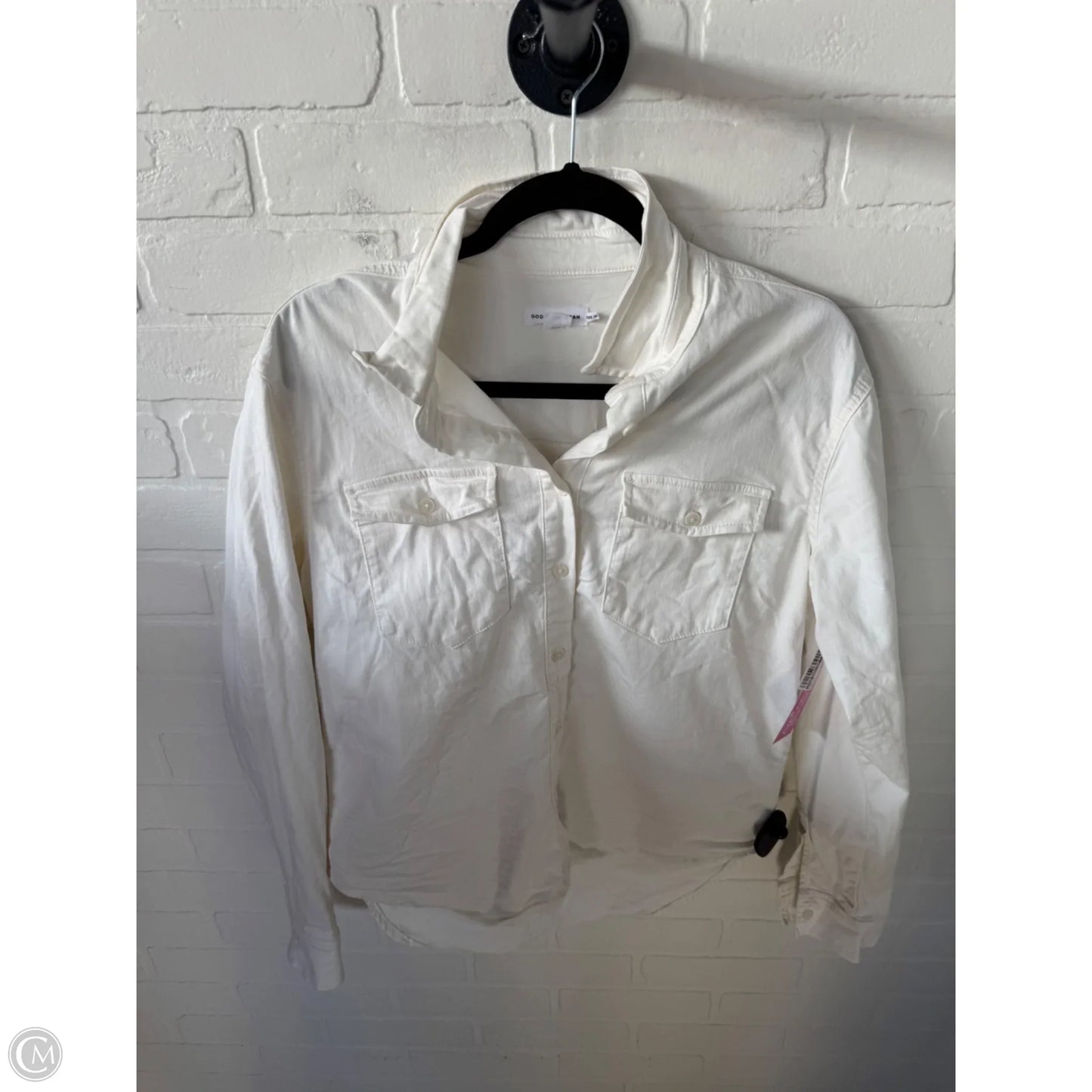 Top Long Sleeve By Good American In White, Size: S