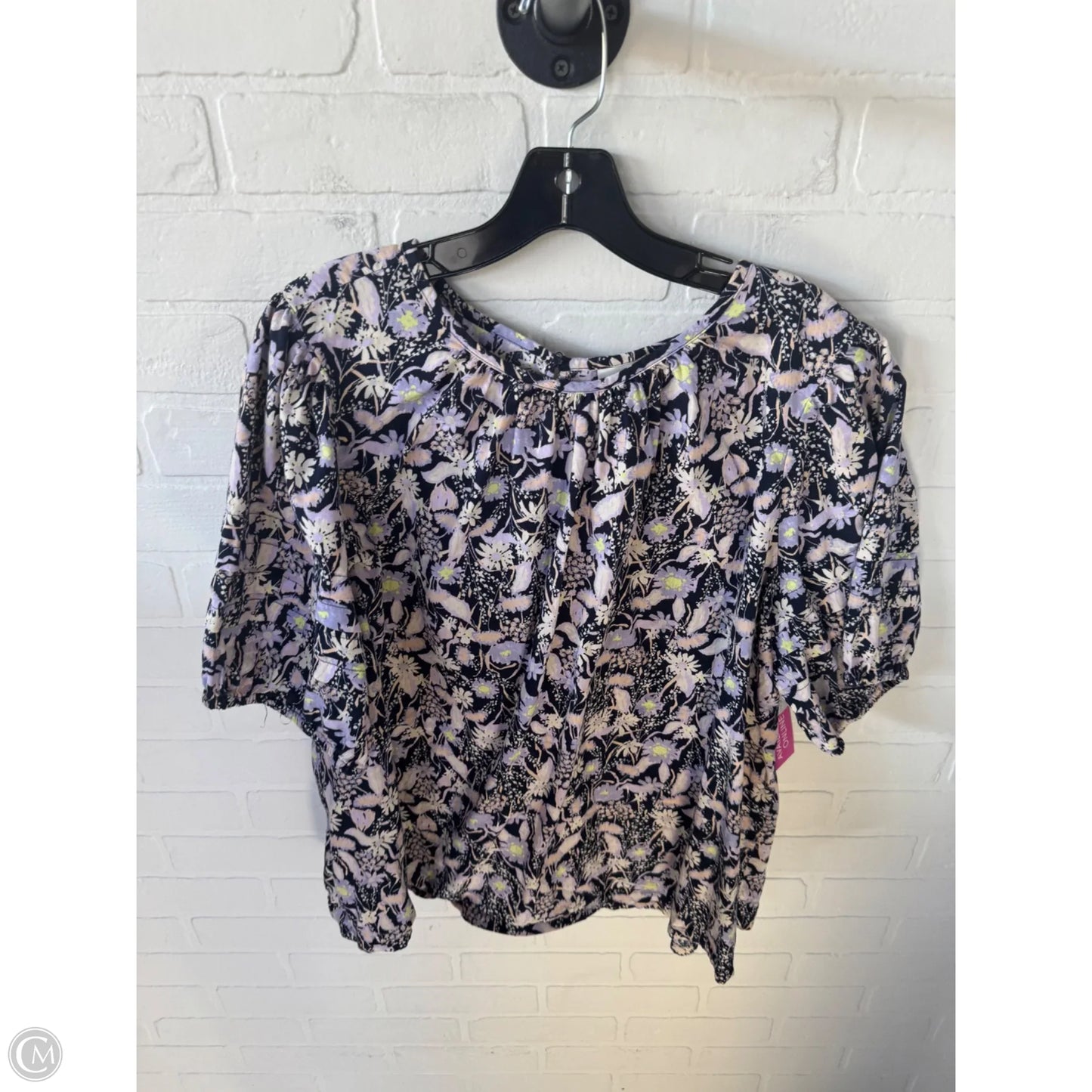 Top Short Sleeve By Ava & Viv In Black & Purple, Size: 1x