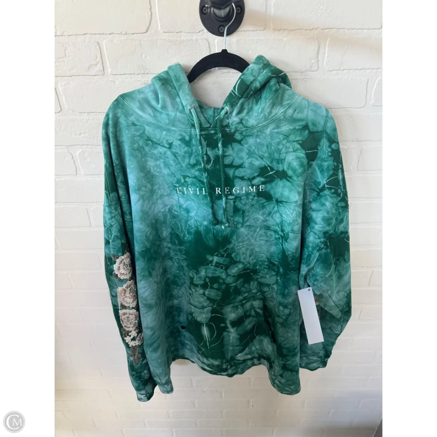 Sweatshirt Hoodie By Clothes Mentor In Green & Tan, Size: 2x