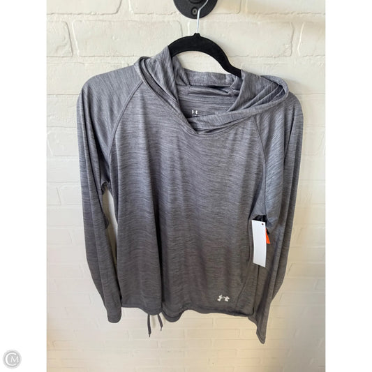 Athletic Top Long Sleeve Hoodie By Under Armour In Grey, Size: L