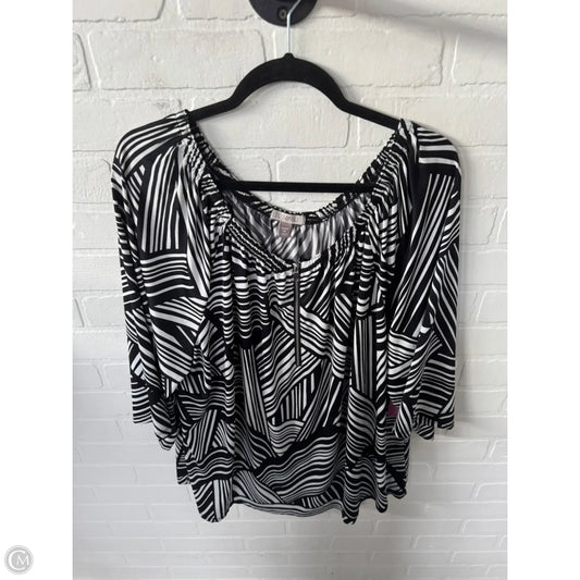 Top 3/4 Sleeve By Roz And Ali In Black & White, Size: 2x