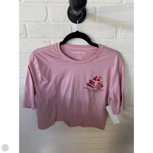 Top Short Sleeve Basic By Modern Lux In Pink, Size: M