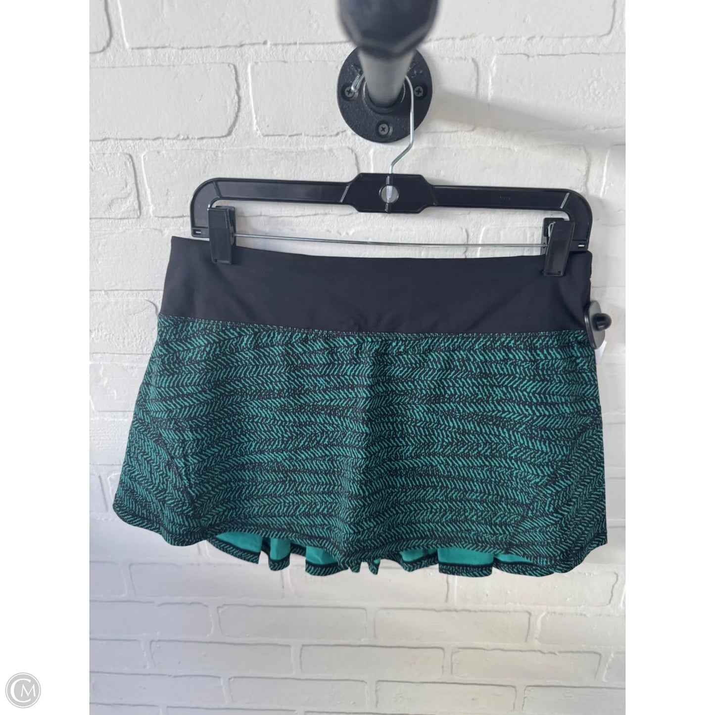 Athletic Skort By Lululemon In Black & Green, Size: 8