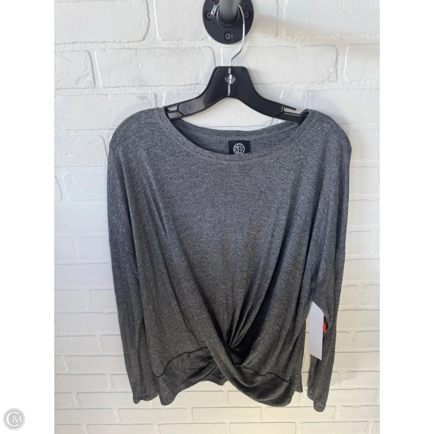 Top Long Sleeve Basic By Bobeau In Grey, Size: Xl