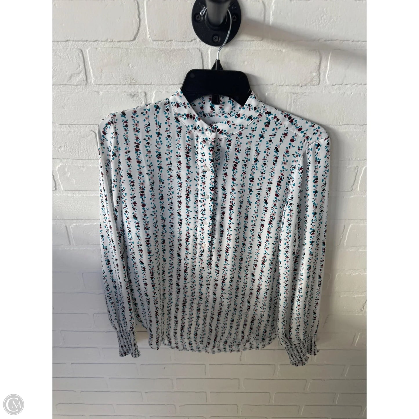 Top Long Sleeve By Loft In Blue & White, Size: Xs